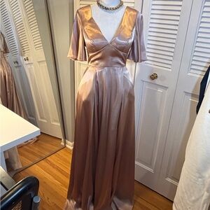 Elegant Satin Maxi Dress in Champagne